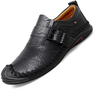 AngryMonkey Men Casual Loafers Handmade Leather Slip-ons Driving Dress Fashion Flat Soft Bottom Non-Slip Comfort Outdoor Walking Work Shoes