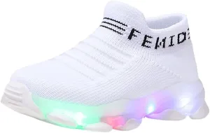 Baby Boys Girls Light Up Flash Light Breathable Casual Sneakers Newborn Toddler Infant Platform Chunky Heel Shoes
