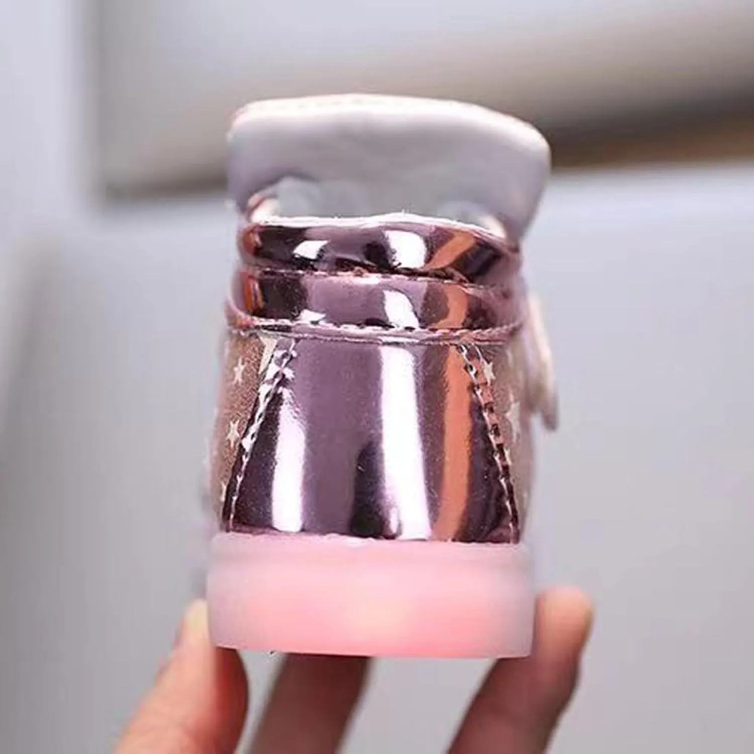 Baby Boys Girls Sequins Glitter Sneaker Bow Light Up Sport Shoes Toddler Open Toe Soft First Walking Light Fashion Shoes