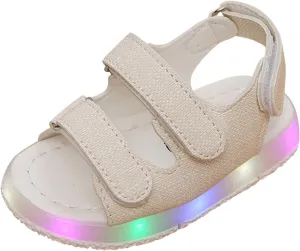 Baby Girls Boys Light Up Sports Sandals Adjustable Straps Summer Toddler Walking Shoes Open Toe Flat Outdoor