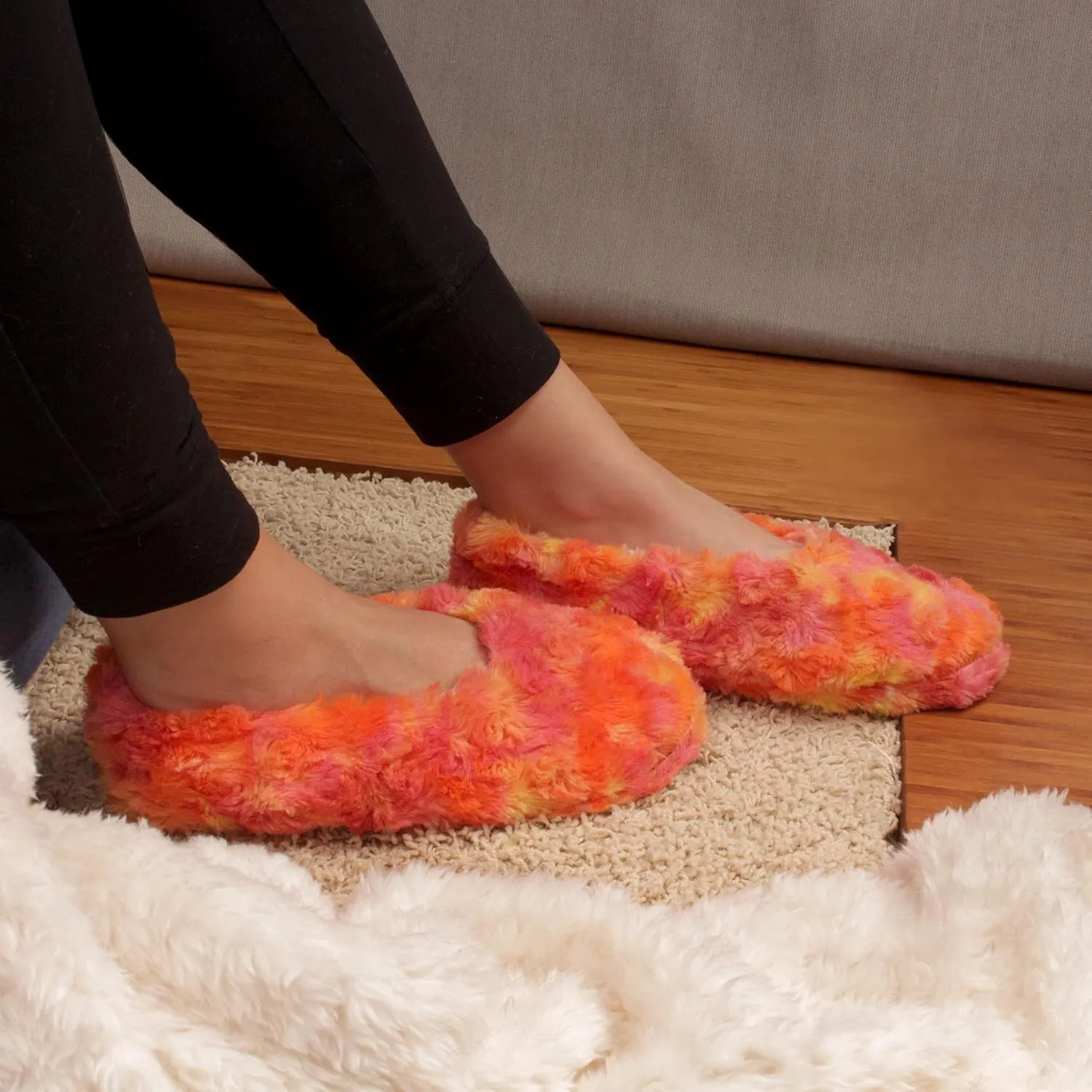 BambooMN Adult Super Soft Warm Cozy Fuzzy Soft Touch Sleeper Slippers Non-Slip Lined Socks