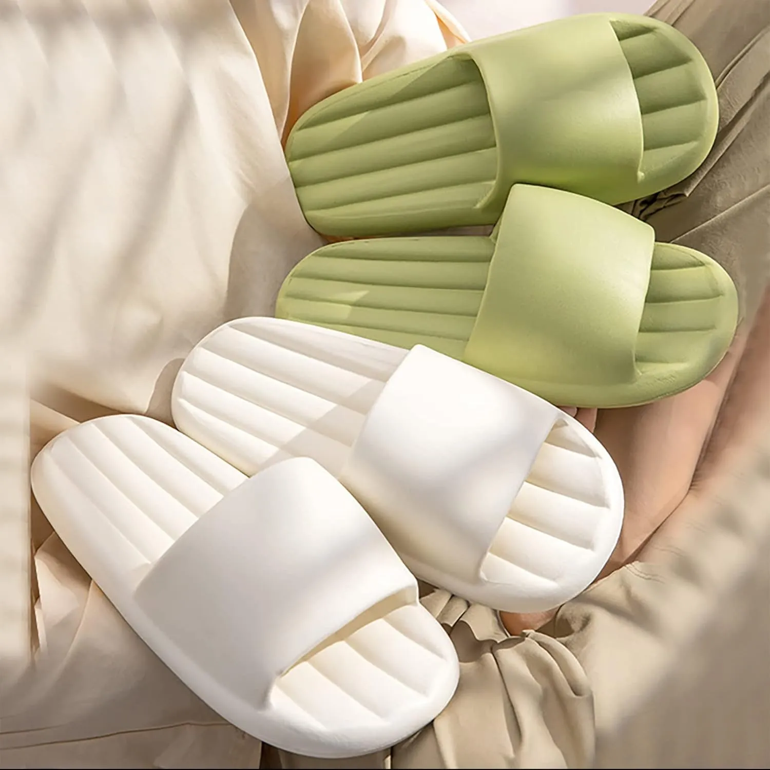Bathroom Slippers Men Non Slip Quick Drying Shower Slides Non Slip Summer Bathroom Indoor House Slippers with Drain Holes