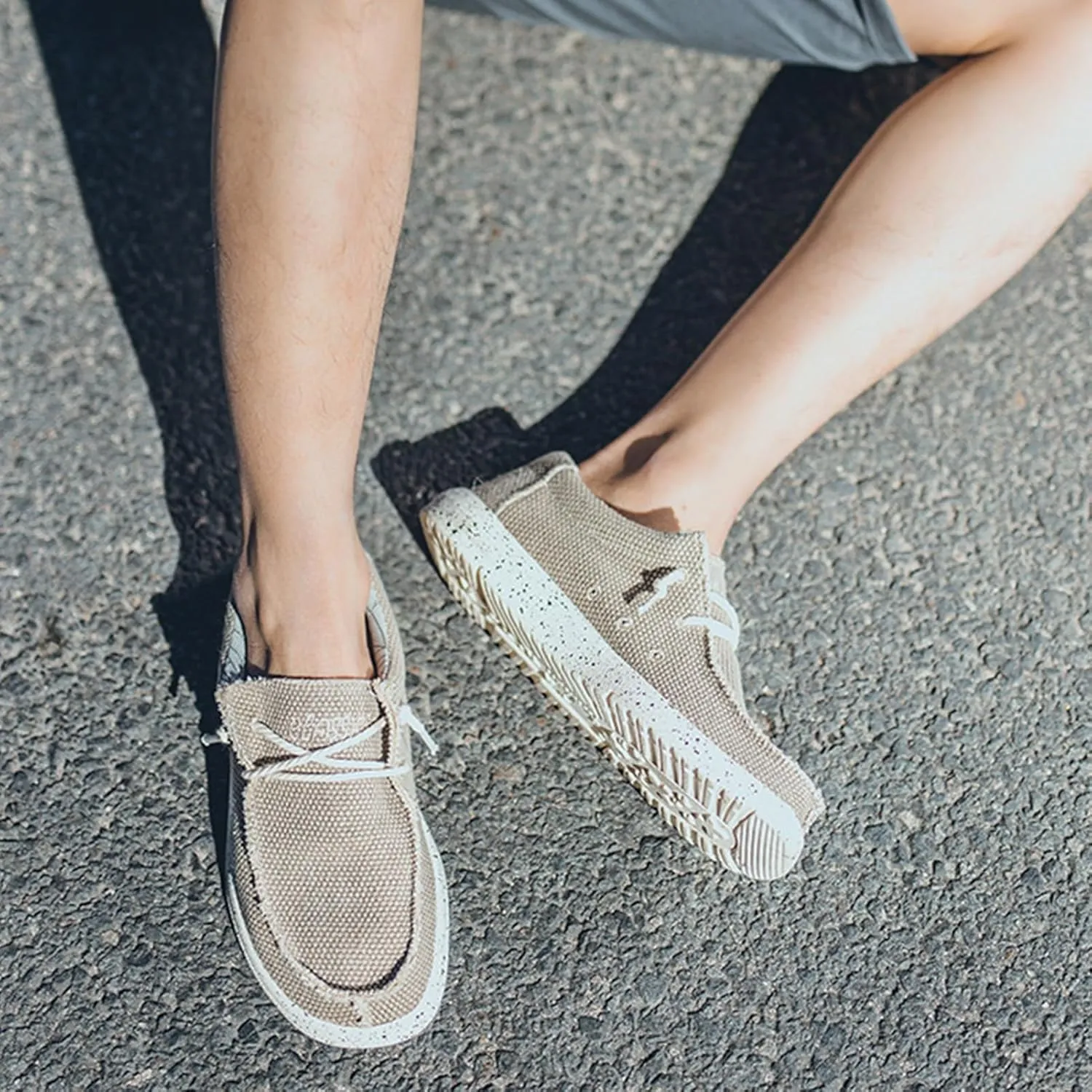 Canvas Men's Loafers & Slip-ons,Classic Comfy Breathable Mesh Boat Shoes Men,Casual Lightweight Slip Resistant Deck Shoes Mens,with Rubber Sole