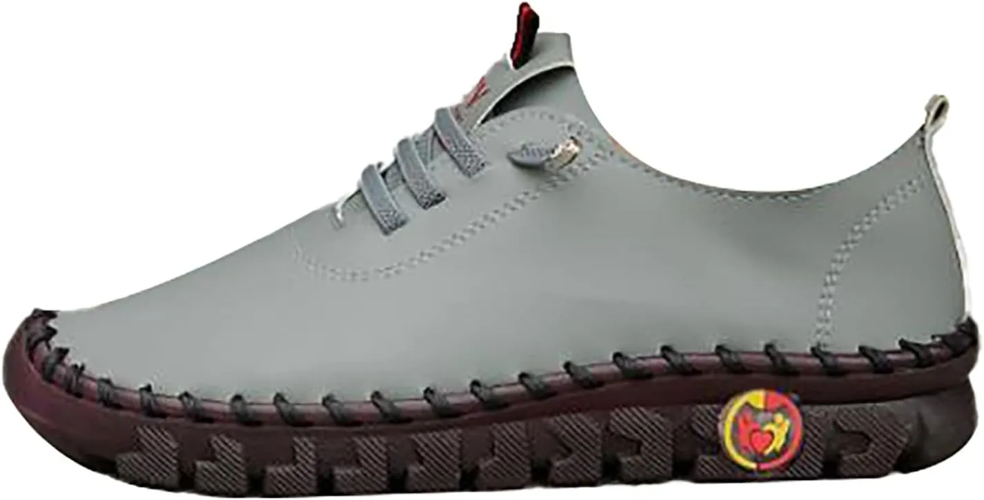 Casual Womens Shoes Women's Leather Soft Flat Bottom Loafers Soft Leather Breathable Flat Walking Shoes Comfy Plantar Fasciitis Loafers with Arch Support