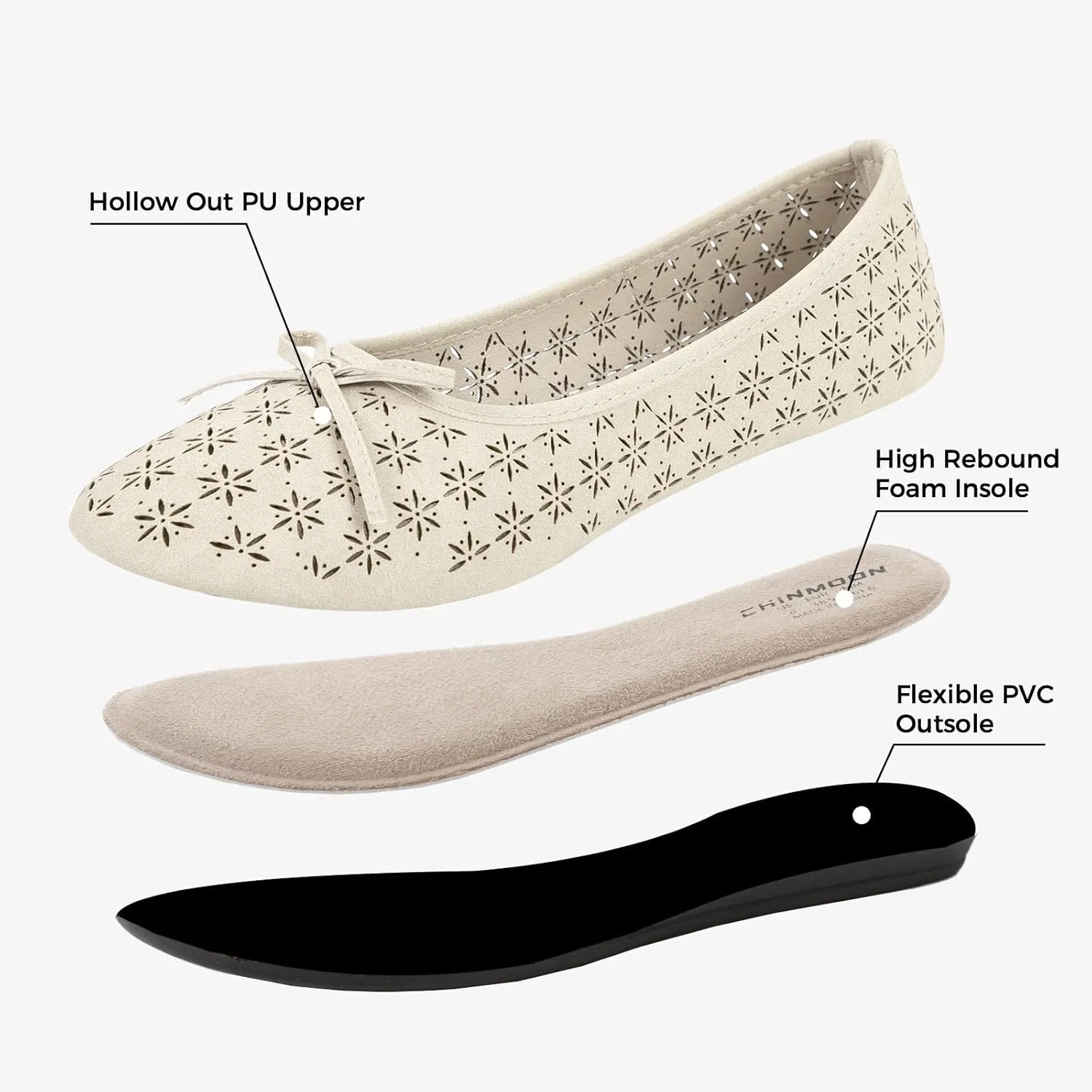 CHINMOON Women's Slip-Ons Ballet Flats Comfortable Lightweight Casual Dress Shoes