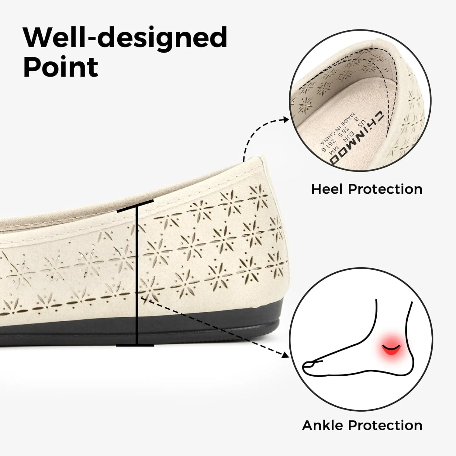 CHINMOON Women's Slip-Ons Ballet Flats Comfortable Lightweight Casual Dress Shoes