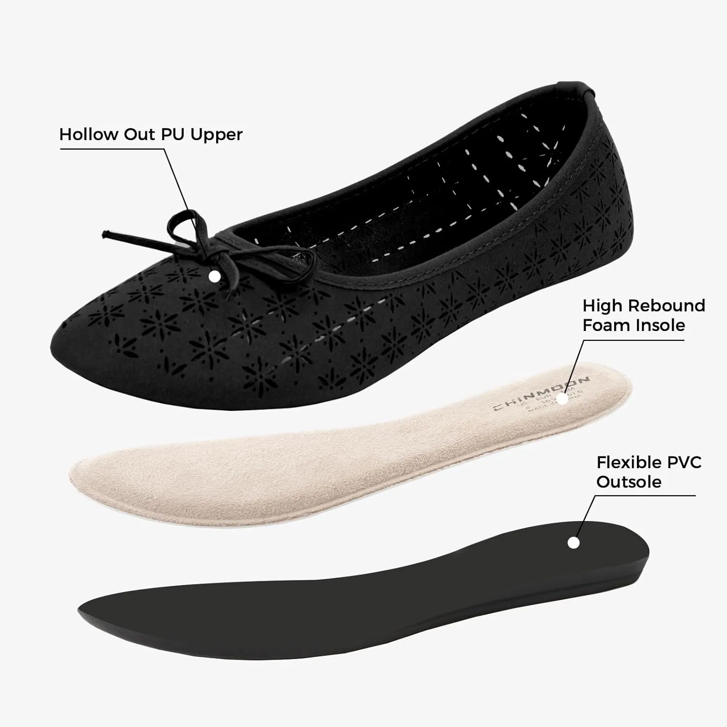 CHINMOON Women's Slip-Ons Ballet Flats Comfortable Lightweight Casual Dress Shoes