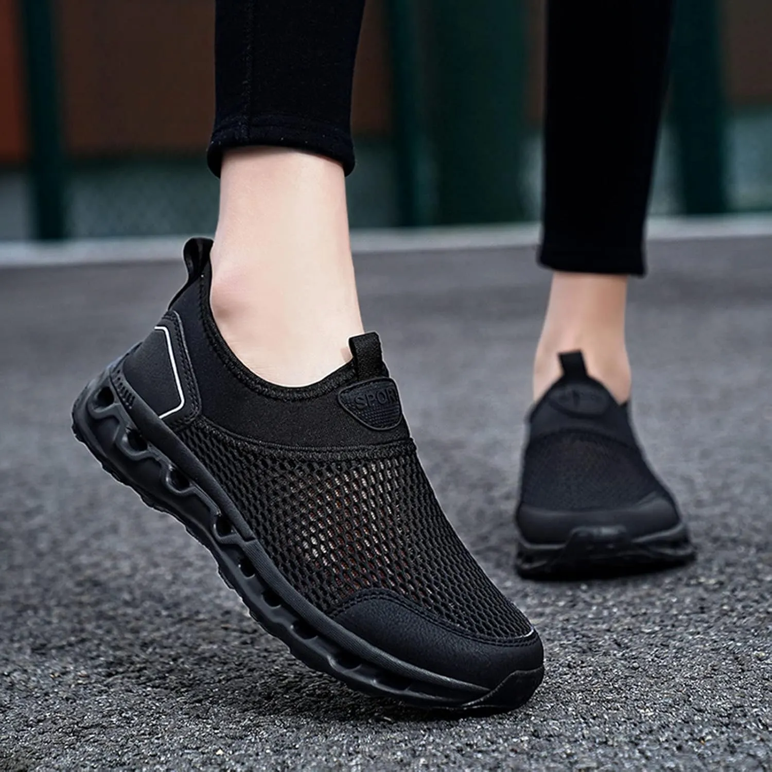 Couple Sports Shoes Spring and Summer New Pattern Fashion Simple Mesh Breathable Men's Leather Sneaker