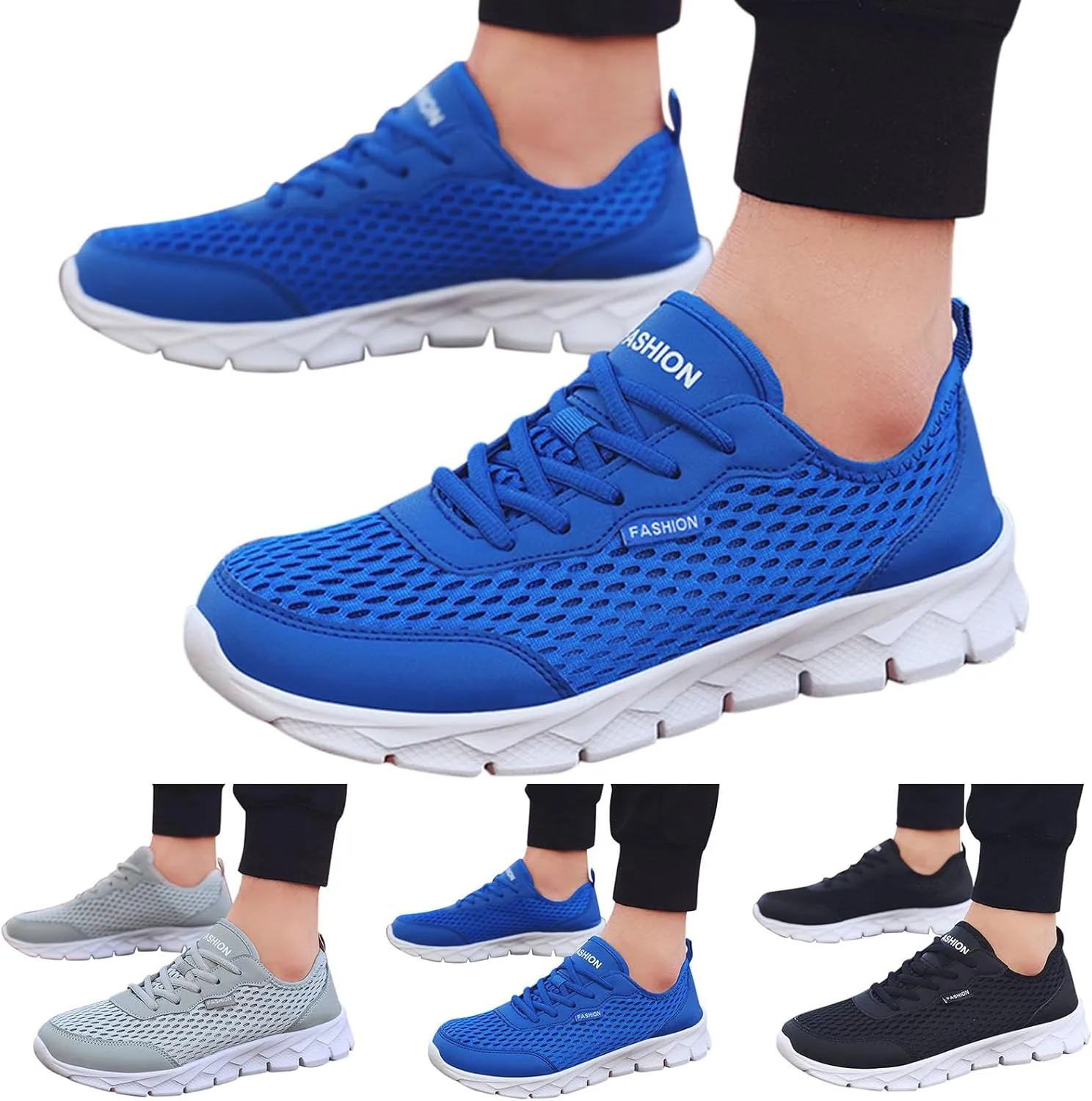 Fashion All Seasons Men Mesh Breathable Comfortable Lightweight Flat Soft Lace Up Casual Shoes Mens Sneaker Boots