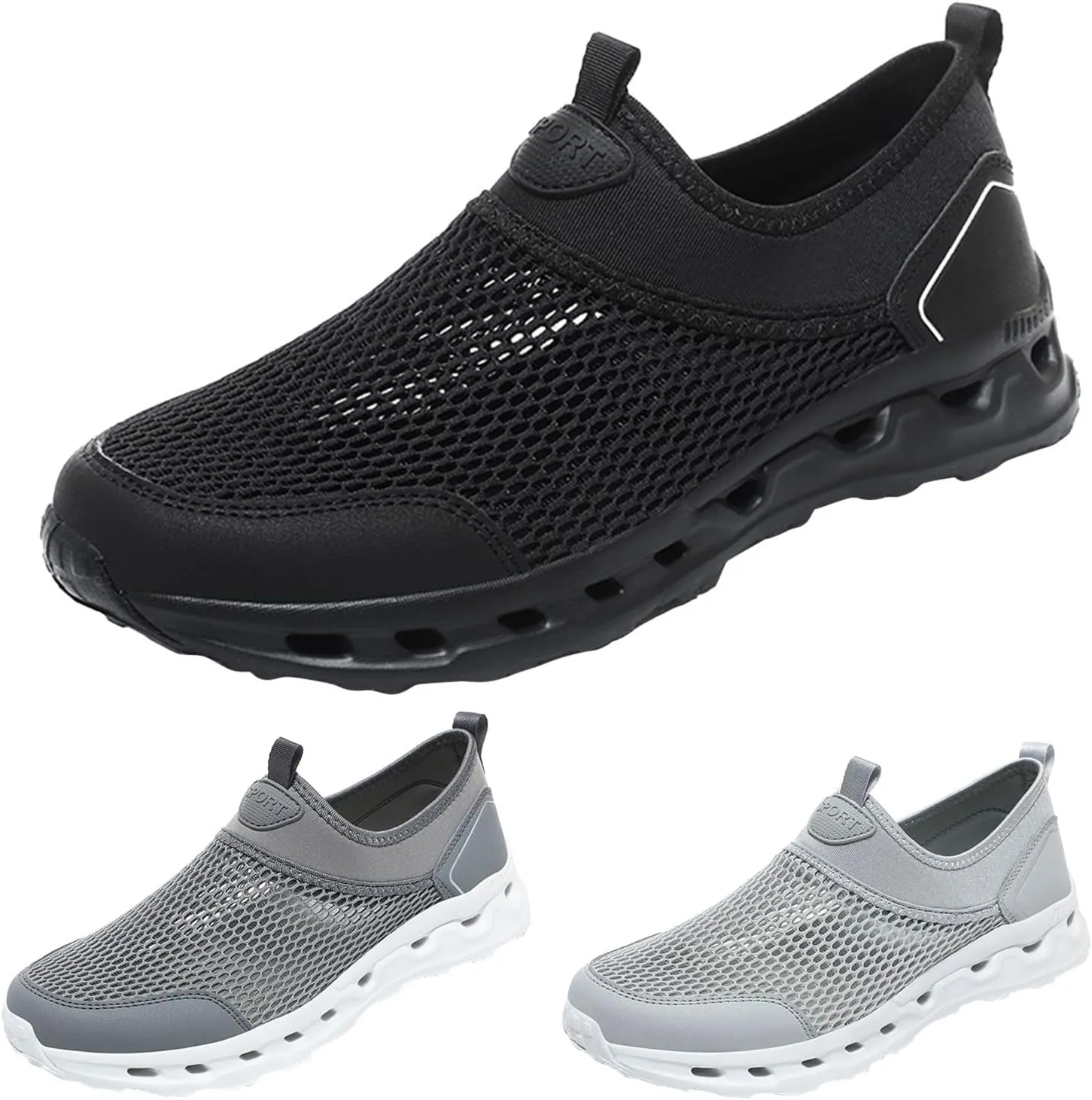 Fashion Spring and Summer Men Sports Shoes Flat Bottom Lightweight Hollow Mesh Breathable and Comfortable Men Sneaker