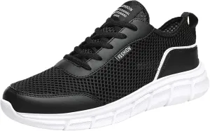 Fashion Spring and Summer Men Sports Shoes Flat Lightweight Mesh Breathable Lace Up Solid Color Casual Sneaker Men