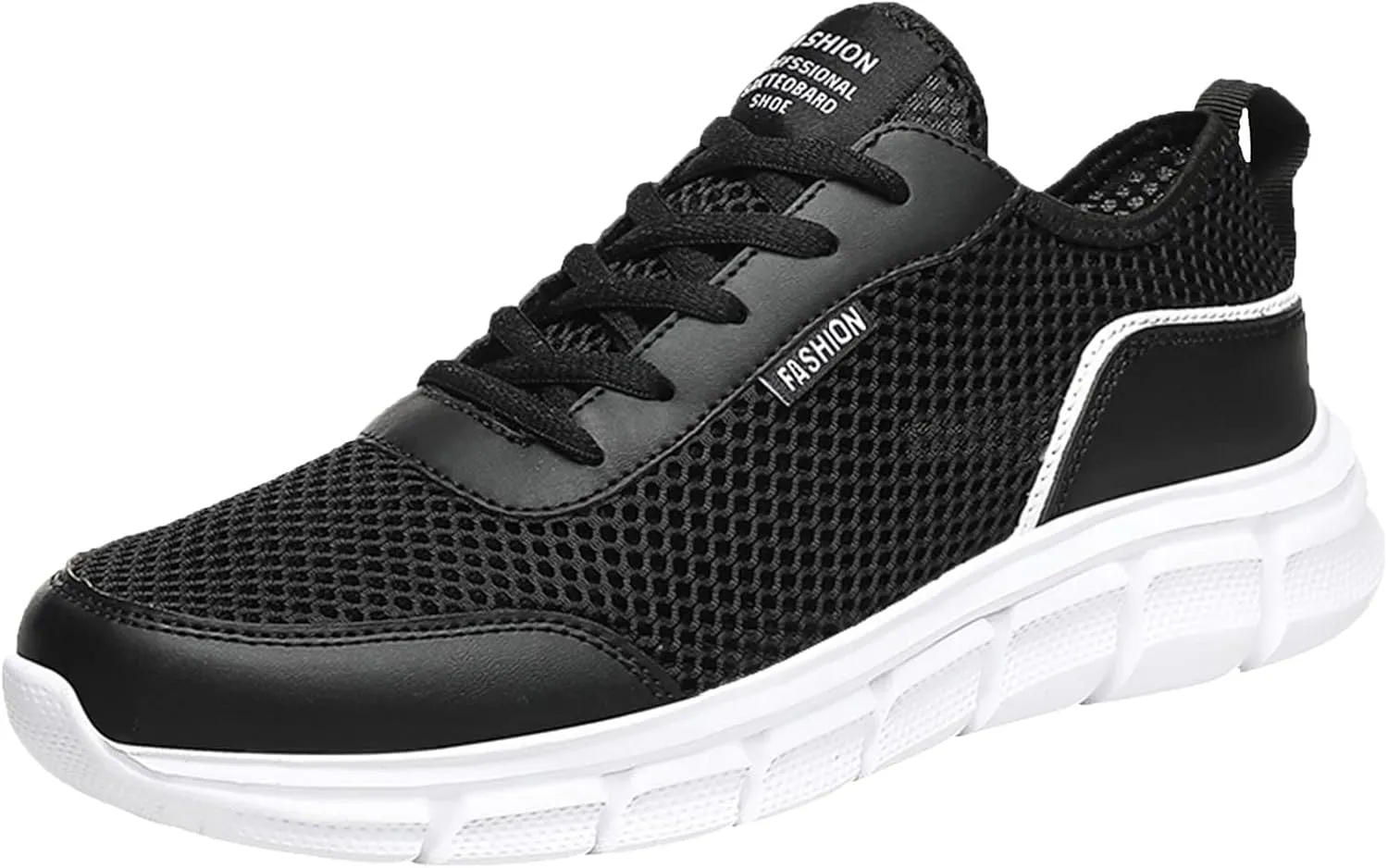 Fashion Spring and Summer Men Sports Shoes Flat Lightweight Mesh Breathable Lace Up Solid Color Casual Sneaker Men