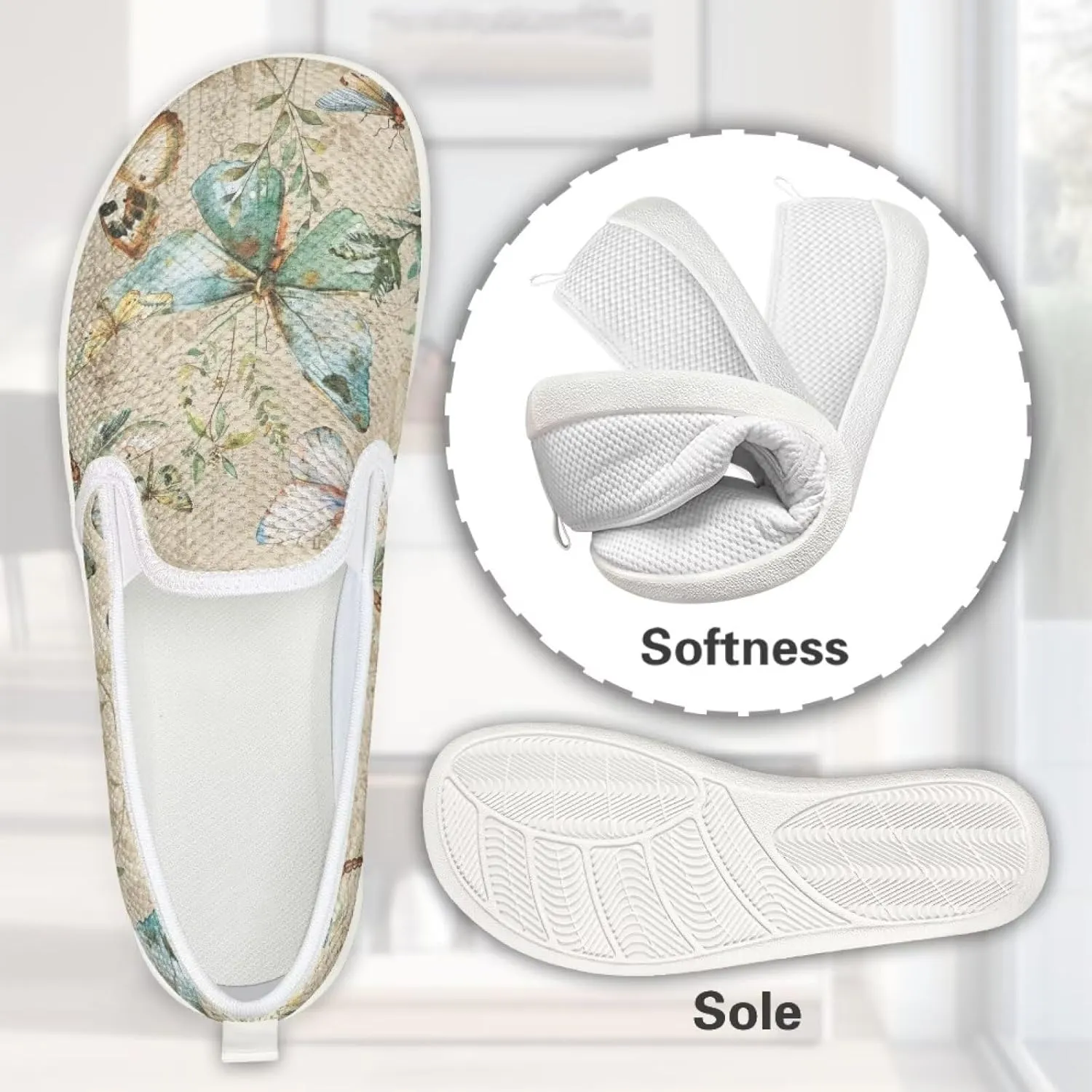 Fashion Wide Barefoot for Women Printing Shoes Lightweight Walking Casual Slip Ons Comfortable Art Painted Soft Shoes US Size 6-11