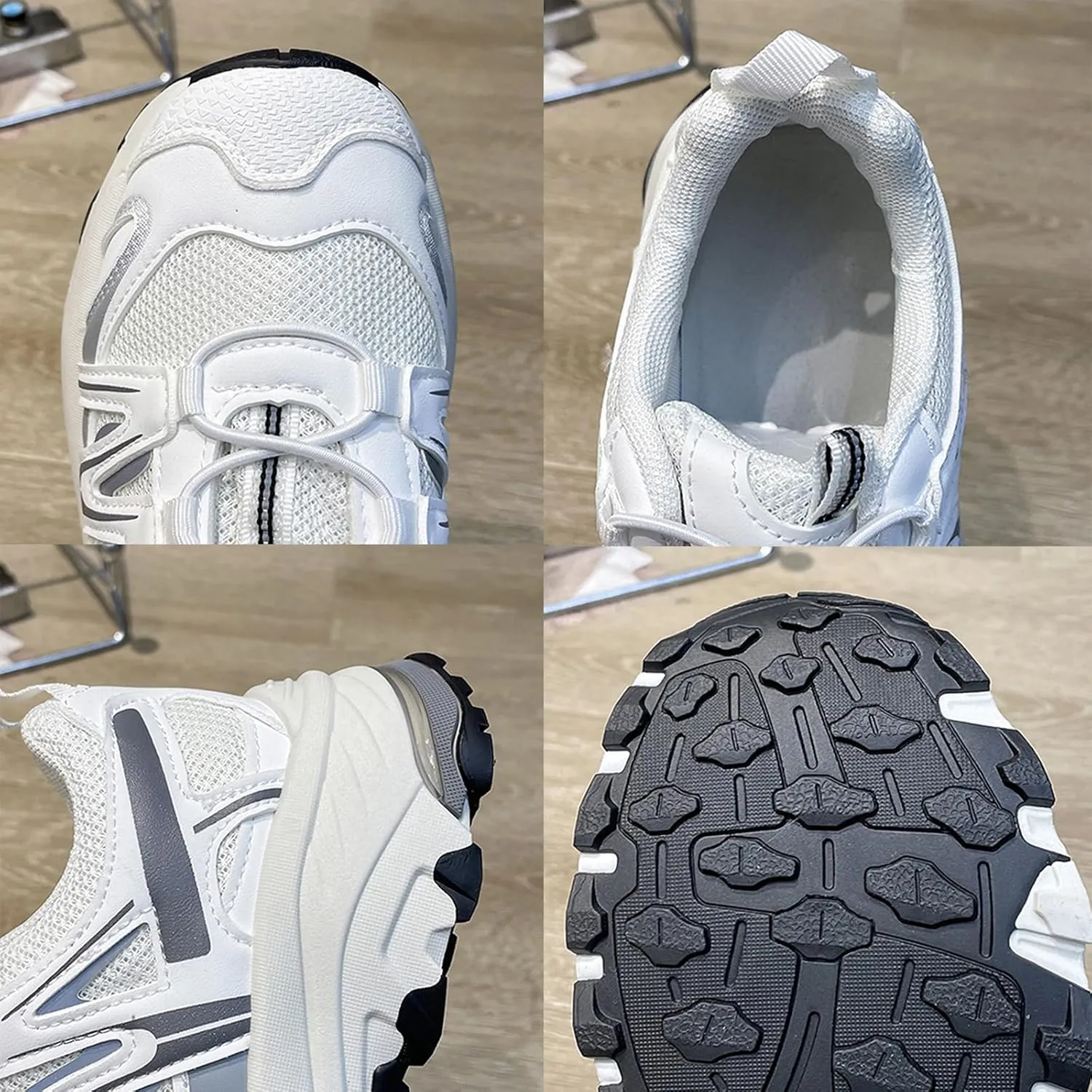 Fashionable Women's Chunky Sneakers, Breathable Increase Height Casual Trainers Lace-up Running Shoes, Spring Autumn Mesh Sneakers