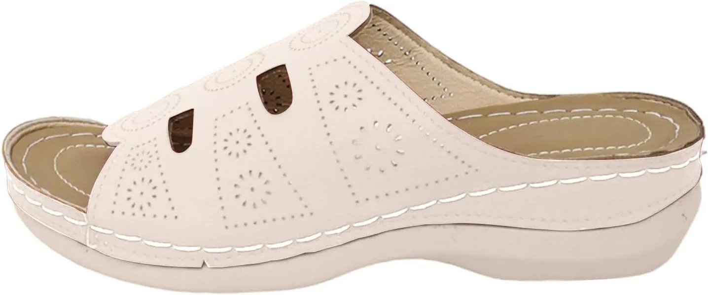 Flat Sandals for Women Open Toe Comfortable Walking Shoes Arch Support Dressy Flats Dressy Sandal Casual Slip on Summer Sandals Vacation Beach Shoes Casual Travel Shoe