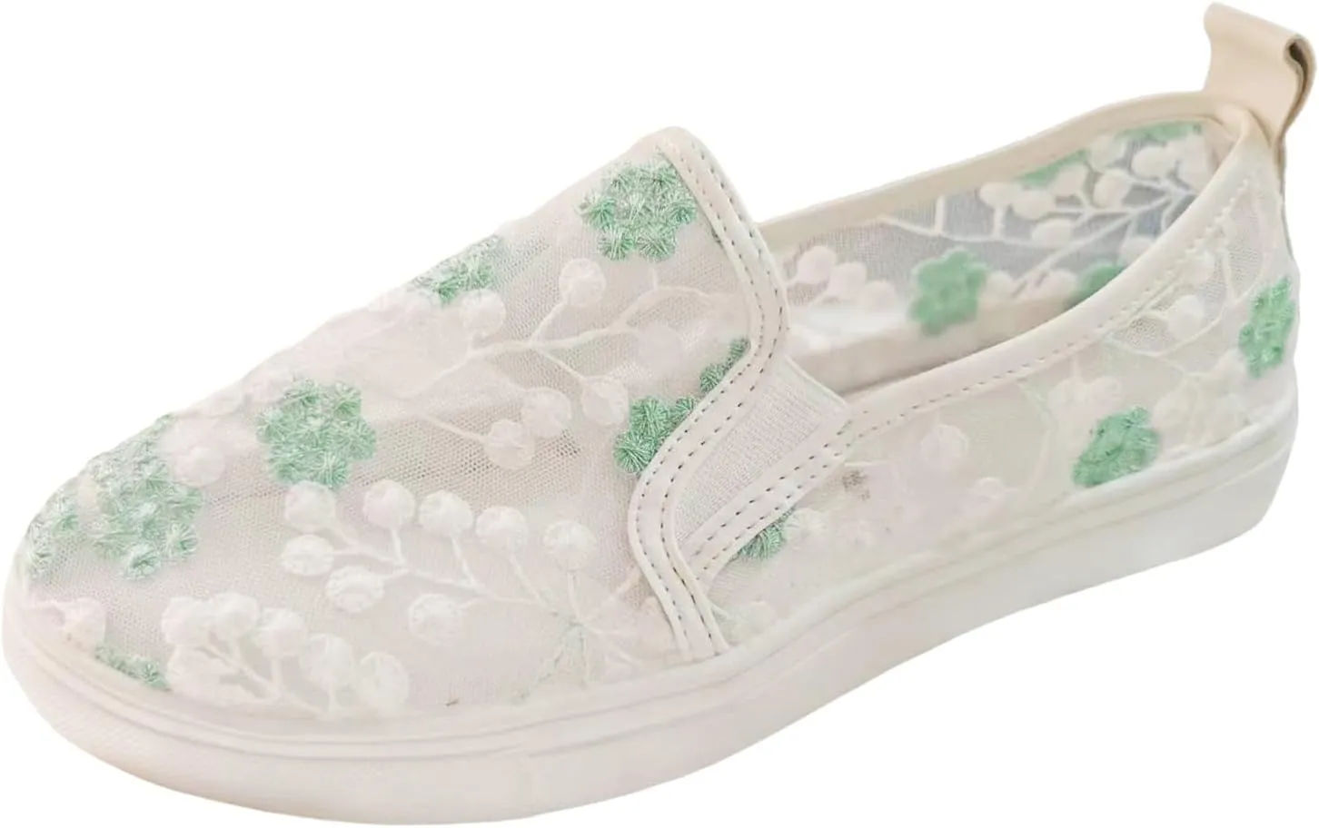 Floral Embroidery Sneakers Breathable Sheer Mesh Sneakers Lightweight Lace Mesh Casual Shoes Fashion Sneakers for Women 2024 Shoes Arch Support Comfortable Sneakers Dressy Walking Sneakers