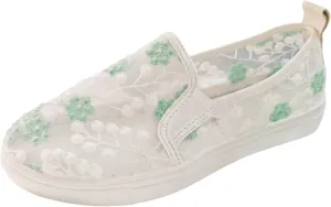 Floral Embroidery Sneakers Breathable Sheer Mesh Sneakers Lightweight Lace Mesh Casual Shoes Fashion Sneakers for Women 2024 Shoes Arch Support Comfortable Sneakers Dressy Walking Sneakers