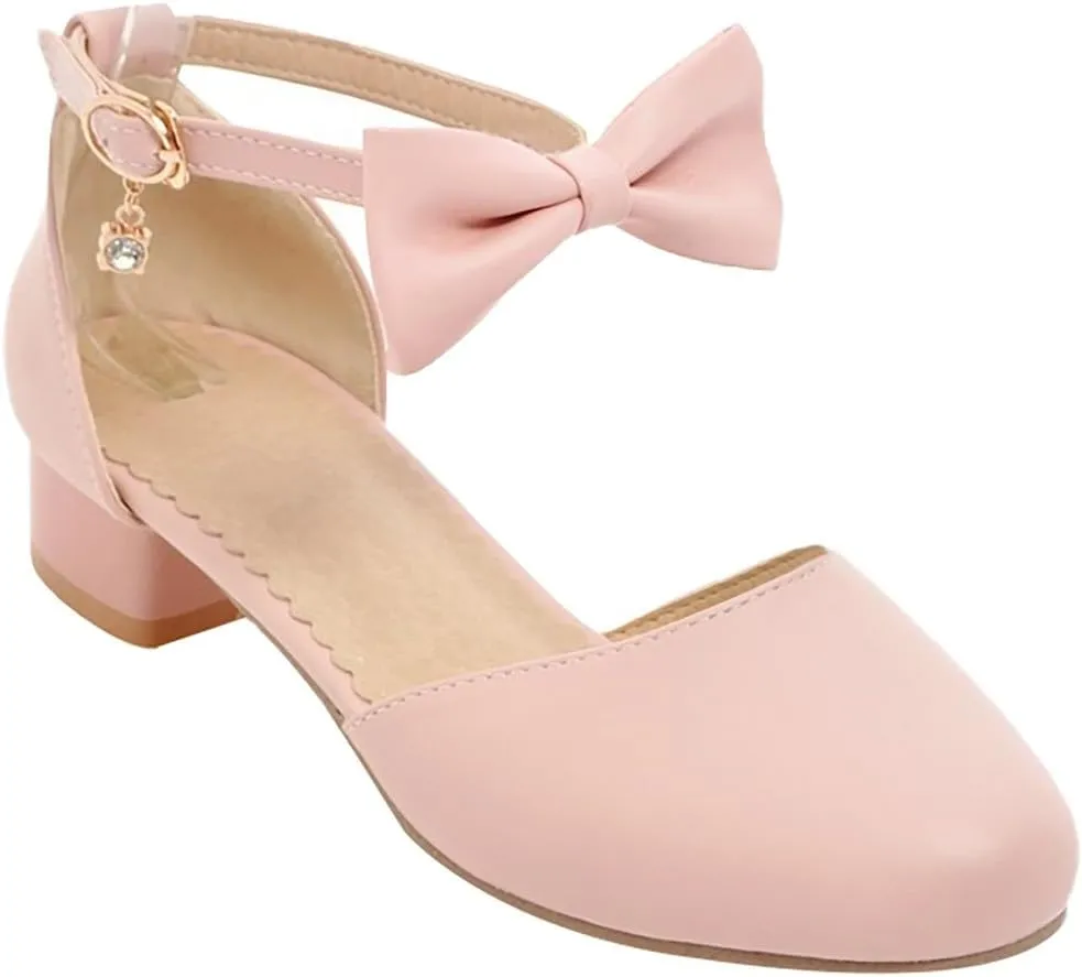 Girls Kids Bow Sandals High Heel Dress Dance Shoes Little Kid Summer Outdoor Light Loafers Comfy Trendy Casual Shoes