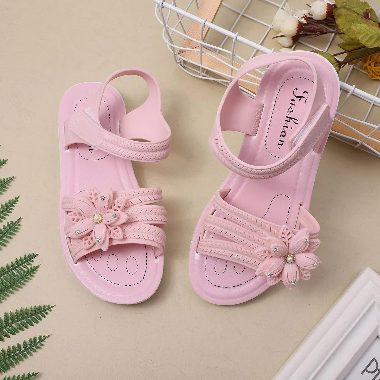 Girls Kids Flower Princess Sandals Rubber Open Toe Flat Shoes Toddler Light Strap Wide Loafers Summer Outdoor Trendy