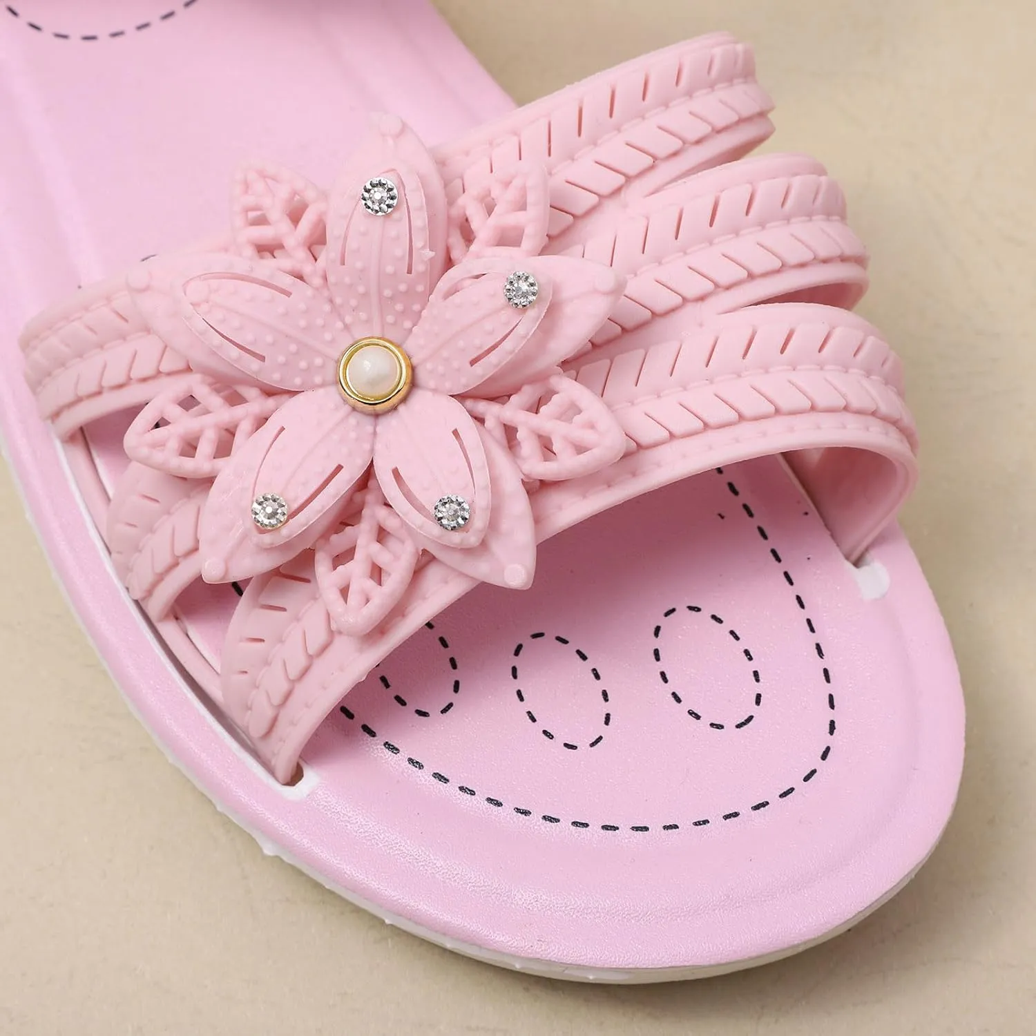 Girls Kids Flower Princess Sandals Rubber Open Toe Flat Shoes Toddler Light Strap Wide Loafers Summer Outdoor Trendy