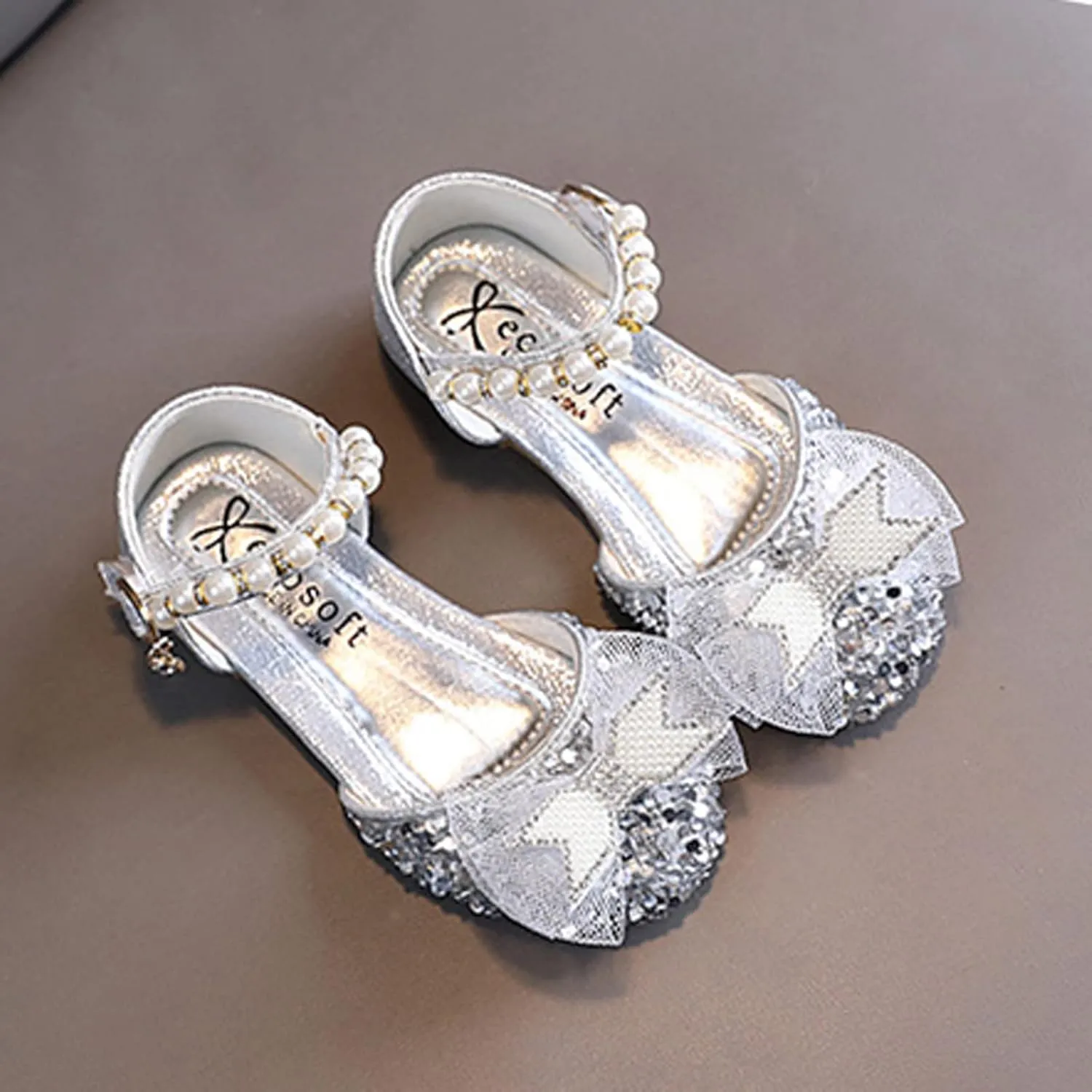 Girls Kids Gold Sequins Sandals Cap Toe Ankle Beaded Glitter Wedding Shoes Baby Princess Birthday Summer Dress Sandals