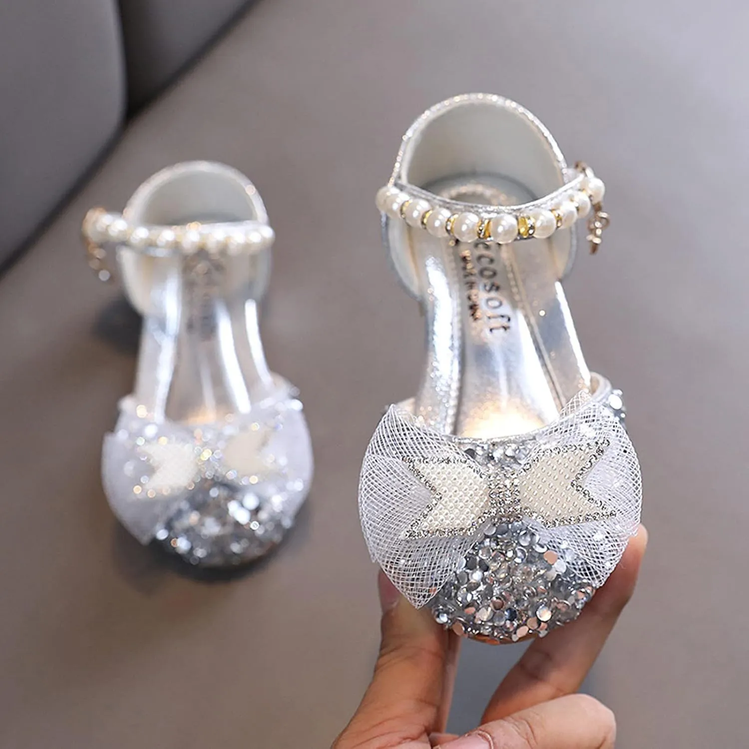 Girls Kids Gold Sequins Sandals Cap Toe Ankle Beaded Glitter Wedding Shoes Baby Princess Birthday Summer Dress Sandals