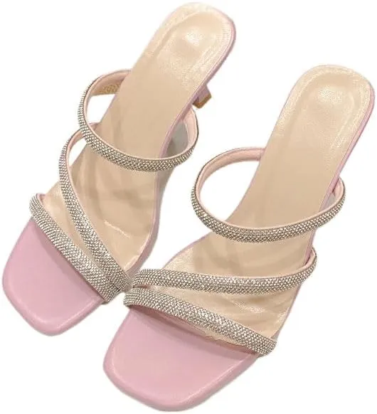 Internet celebrity with skirt versatile high heels 2024 new niche design light mouth stiletto slippers
