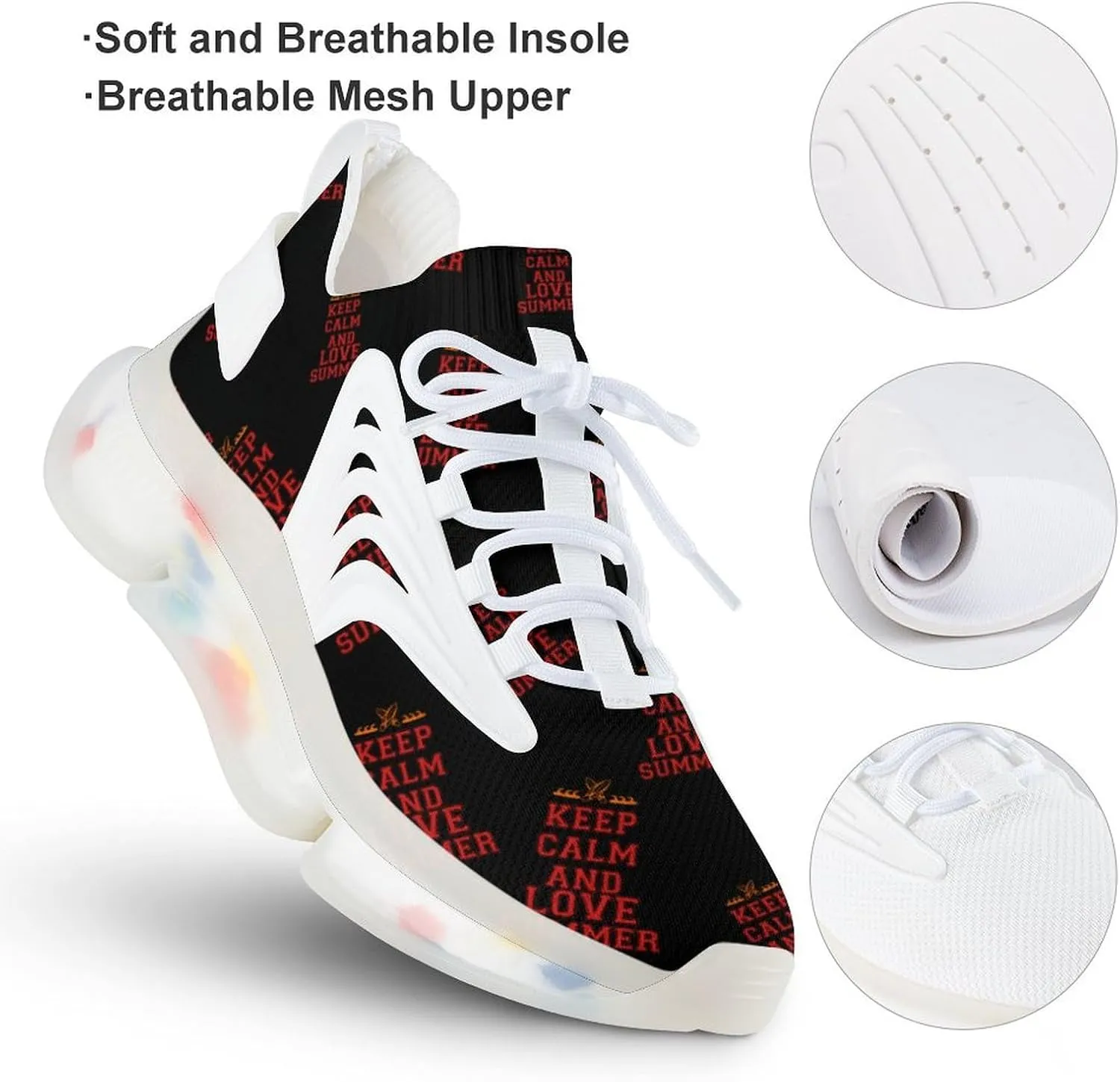 Keep Calm and Love Summer Men's Running Shoes Lightweight Walking Shoe Breathable Sneaker