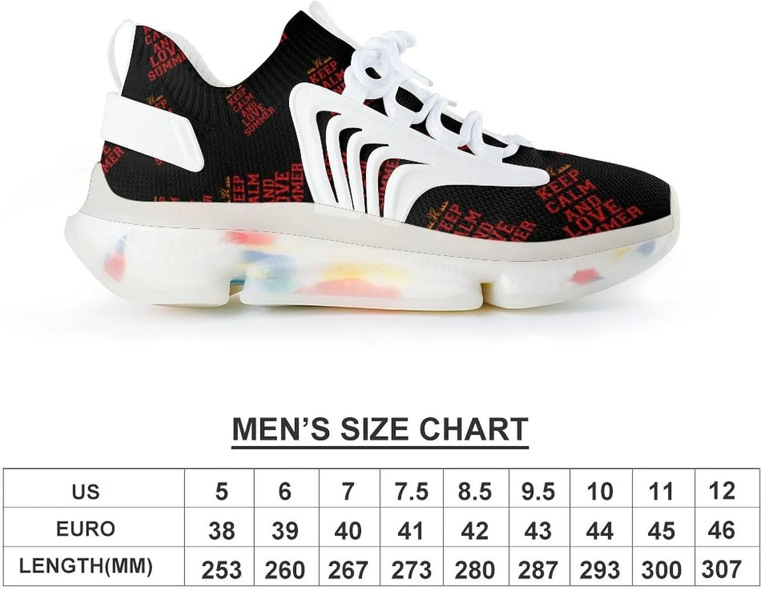 Keep Calm and Love Summer Men's Running Shoes Lightweight Walking Shoe Breathable Sneaker