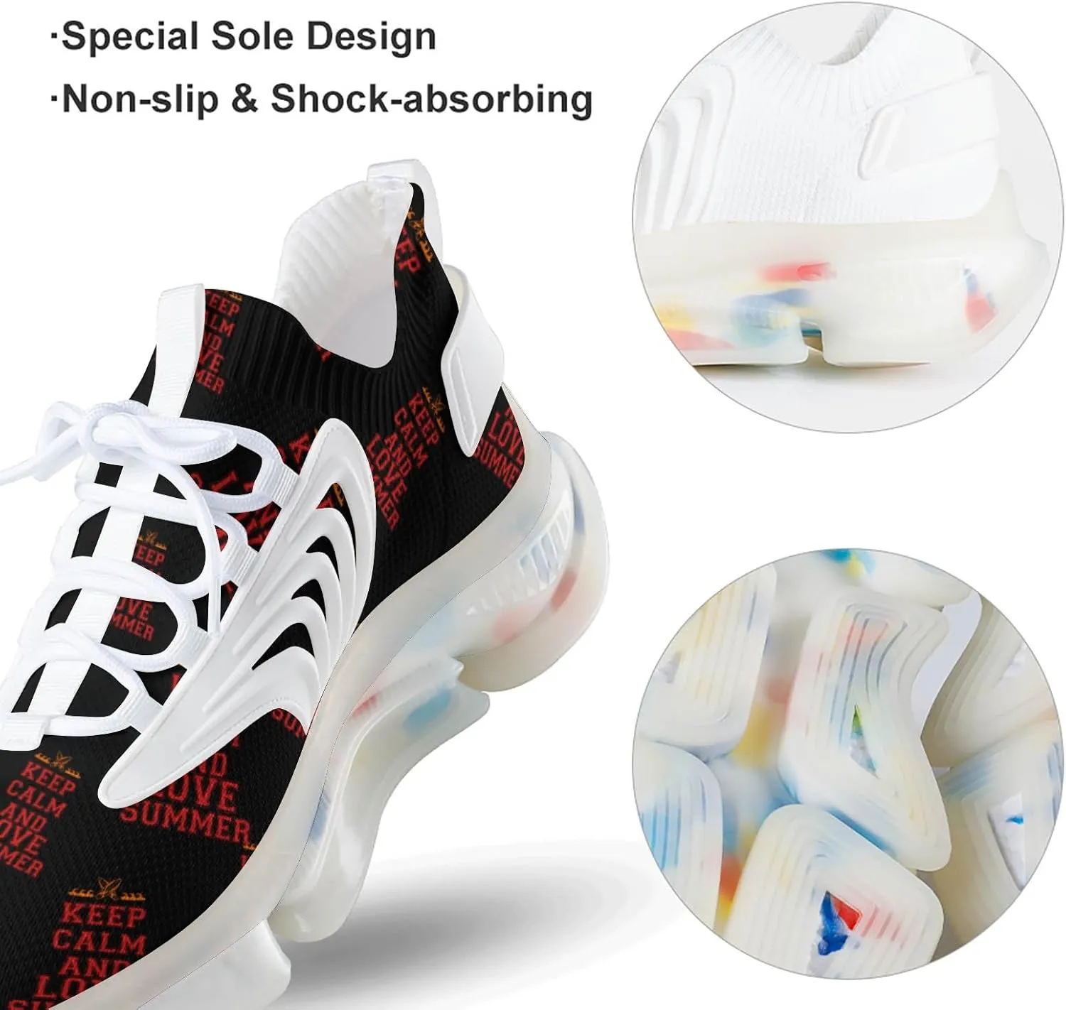 Keep Calm and Love Summer Men's Running Shoes Lightweight Walking Shoe Breathable Sneaker