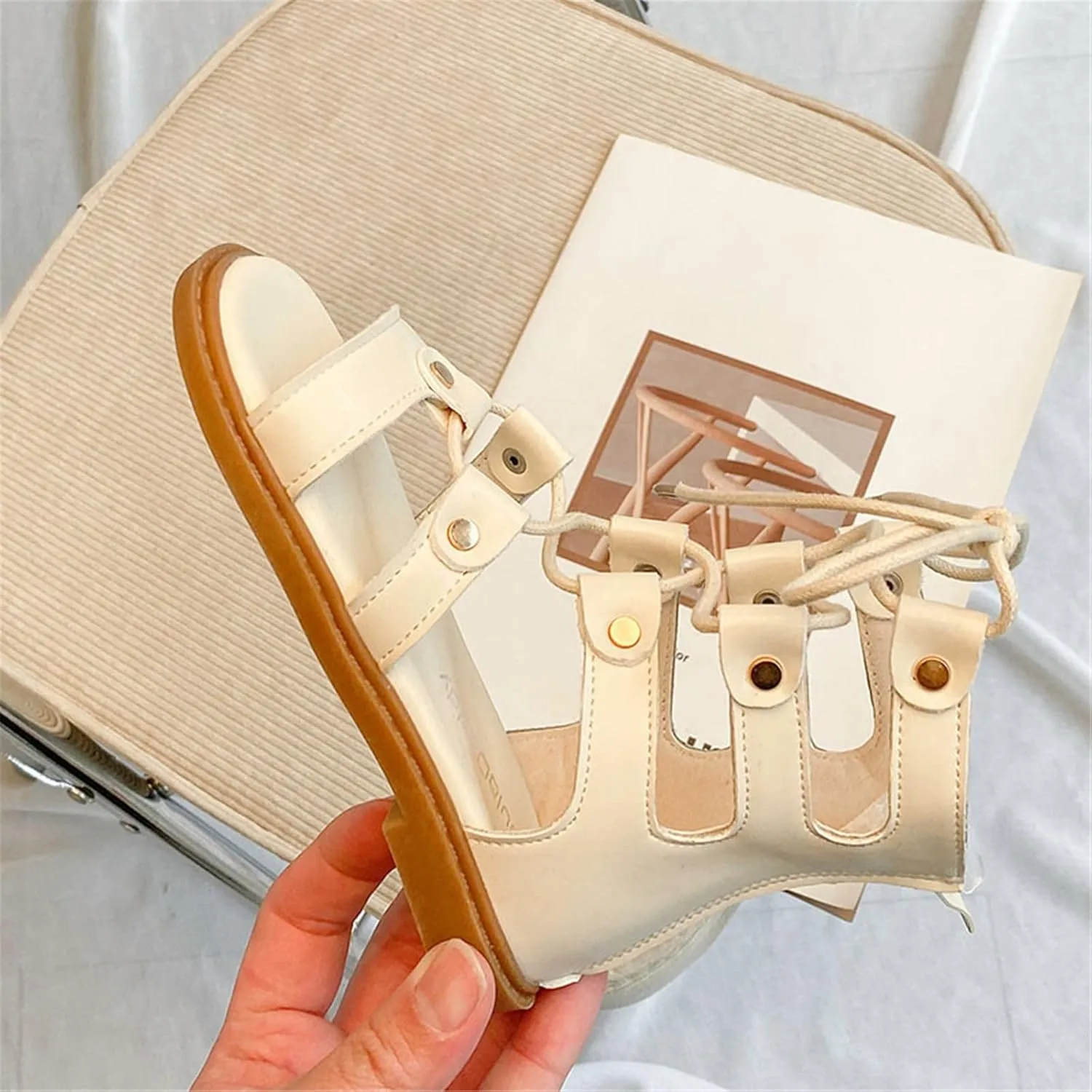 Kids Girls Sandals Zipper Design Casual Adjustable Rope Straps Light Weight Summer Little Kids Dress Sandals Girls