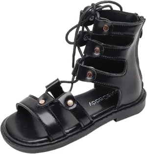 Kids Girls Sandals Zipper Design Casual Adjustable Rope Straps Light Weight Summer Little Kids Dress Sandals Girls