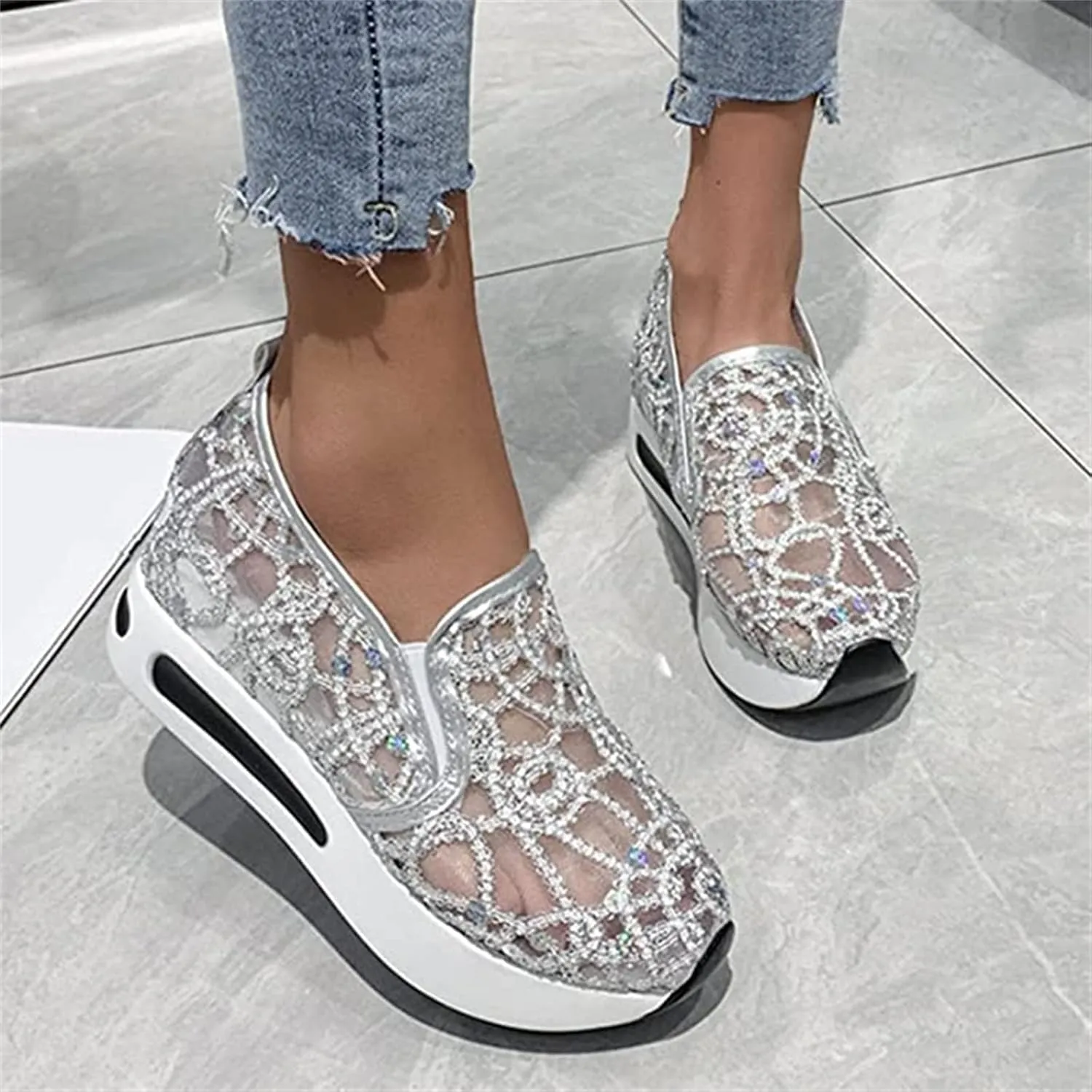 Ladmiple Sneakers For Women Comfortable Shoes Slip On Loafers Platform Shoes Dressy Casual Summer Flats Walking Sneakers