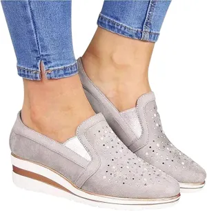 Ladmiple Sneakers For Women Walking Shoes Wide Width Slip On Sparkly Shoes Dressy Casual Summer Glitter Flats Loafers