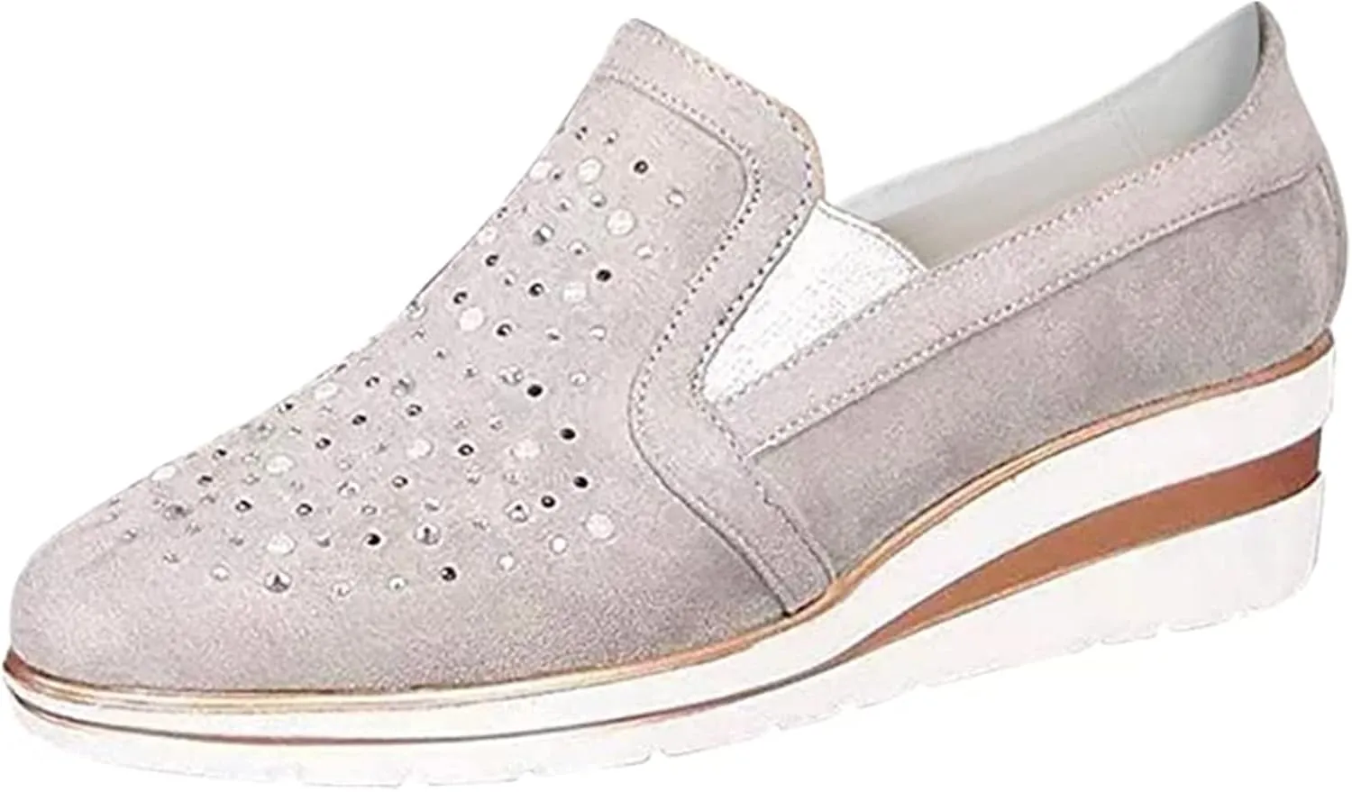 Ladmiple Sneakers For Women Walking Shoes Wide Width Slip On Sparkly Shoes Dressy Casual Summer Glitter Flats Loafers