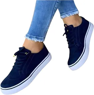 Lausiuoe Shoes For Women Sneakers White Womens Canvas Sneakers Low Top Fashion Comfortable Classic Casual Lightweight Soft Breathable Non-Slip Walking Flat Shoes Loafers