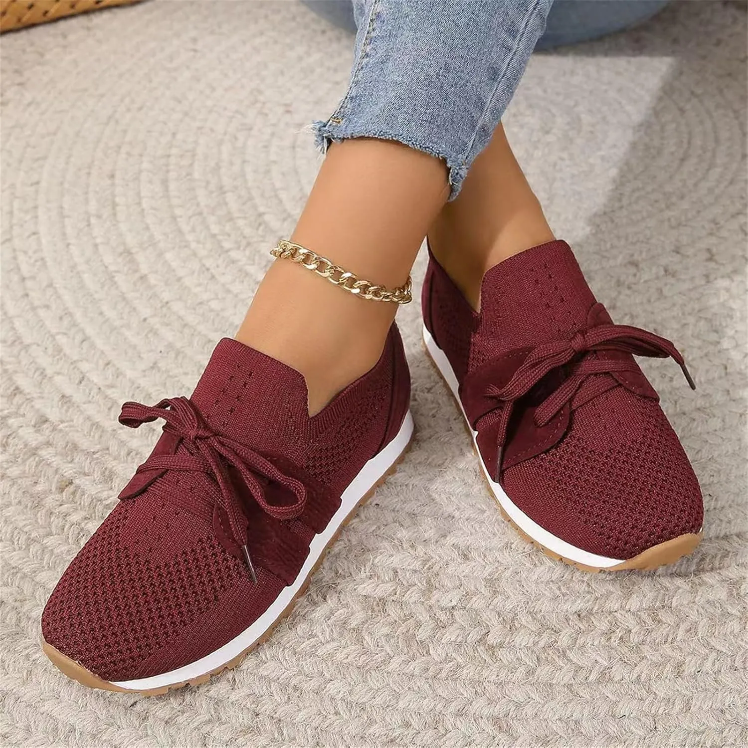 Lausiuoe Slip On Sneakers Women Arch Support Walking Shoes Comfort Light Weight Mesh Tennis Running Gym Fashion Sneakers 2025