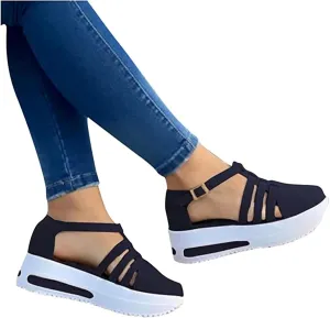 Lausiuoe Wedge Sandals For Women Wide Width Dressy Platform Flatform Sandals Casual Summer Strappy Beach Walking Shoes