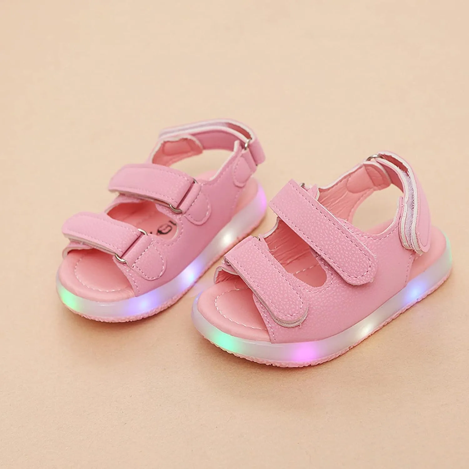 Light Up Toddler Baby Sandals Boys Girls Non Slip Open Toe Outdoor Beach Shoes Adjustable Strap Summer Sneakers
