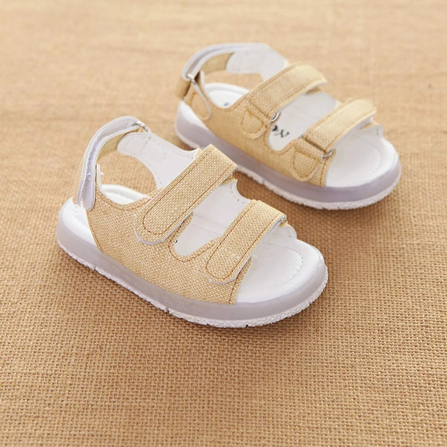 Light Up Toddler Sandals Baby Boys Girls Non Slip Open Toe Outdoor Beach Shoes Slip On Adjustable Strap Sneakers