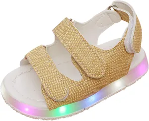 Light Up Toddler Sandals Baby Boys Girls Non Slip Open Toe Outdoor Beach Shoes Slip On Adjustable Strap Sneakers