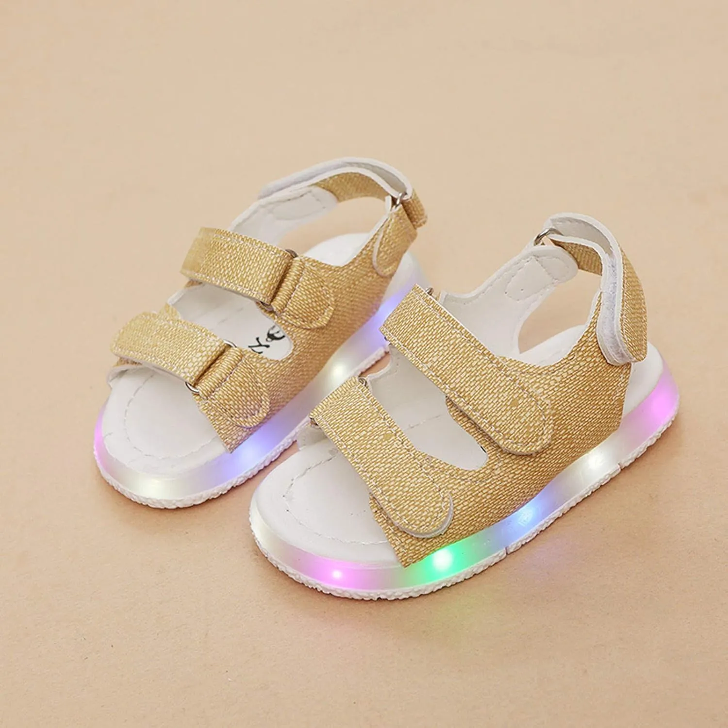 Light Up Toddler Sandals Baby Boys Girls Non Slip Open Toe Outdoor Beach Shoes Slip On Adjustable Strap Sneakers