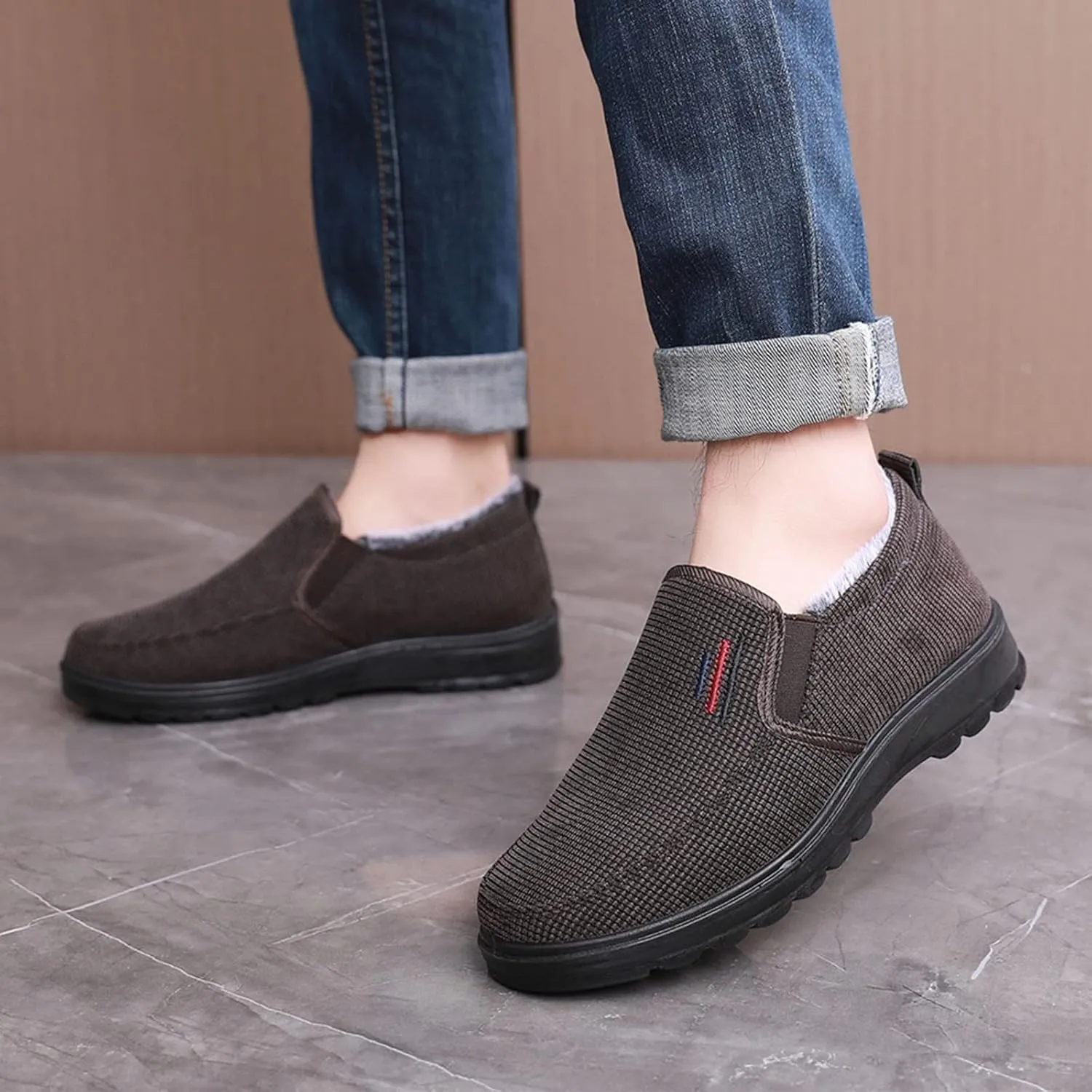 Men Snow Boots in and Winter Fashionable Simple Solid Color Comfortable Flat Bottom Warm and Men Insulated Hiking Boots
