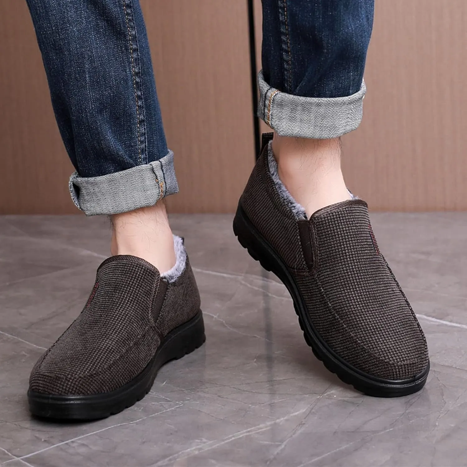 Men Snow Boots in and Winter Fashionable Simple Solid Color Comfortable Flat Bottom Warm and Men Insulated Hiking Boots