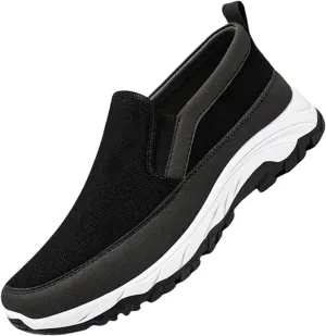 Mens Breathable Sneakers Solid Color Lightweight Slip-on Casual Soft Walking Running Shoes Comfortable Tennis Shoes Flat Bottom Non Slip Summer Spring Mens Shoe