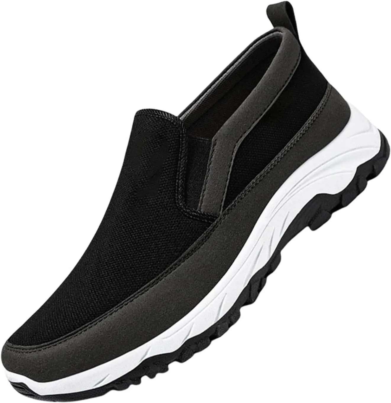 Mens Breathable Sneakers Solid Color Lightweight Slip-on Casual Soft Walking Running Shoes Comfortable Tennis Shoes Flat Bottom Non Slip Summer Spring Mens Shoe