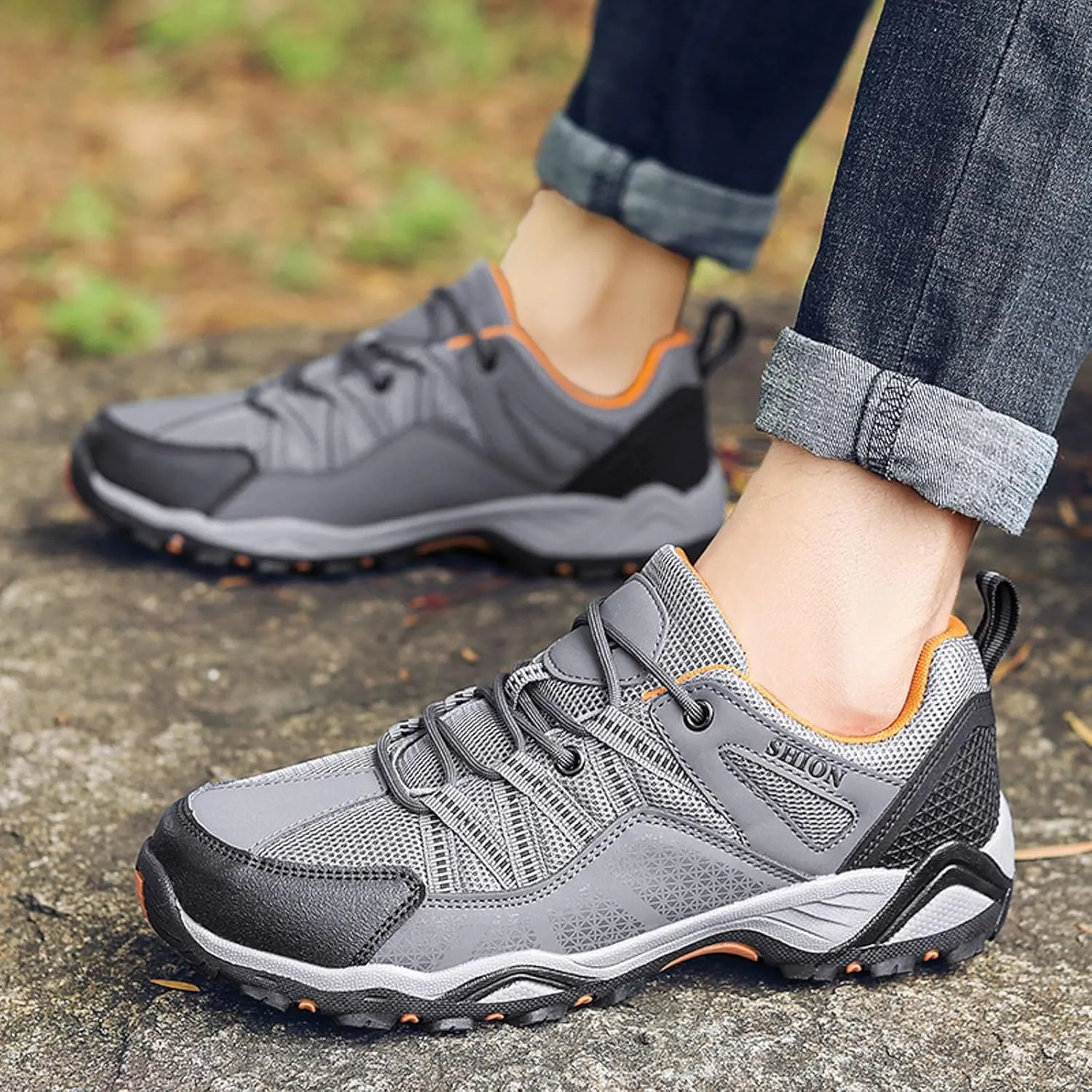 Men's Breathable Stretch Workout Shoes Lace Up Comfortable Light-Weight Shoe Men's Stylish Lightweight Sneakers