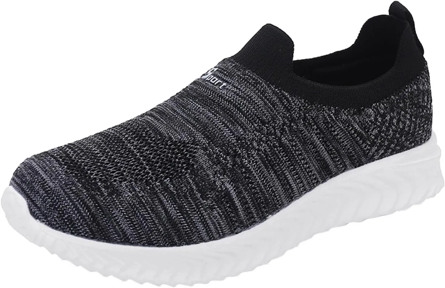 Mens Comfortable Walking Shoes with Arch Support Breathable Mesh Knit Lightweight Running Shoes Cushion Slip on Sneakers for Men Soft Sole Relief Footwear Non-Slip Hiking Fashion Shoe