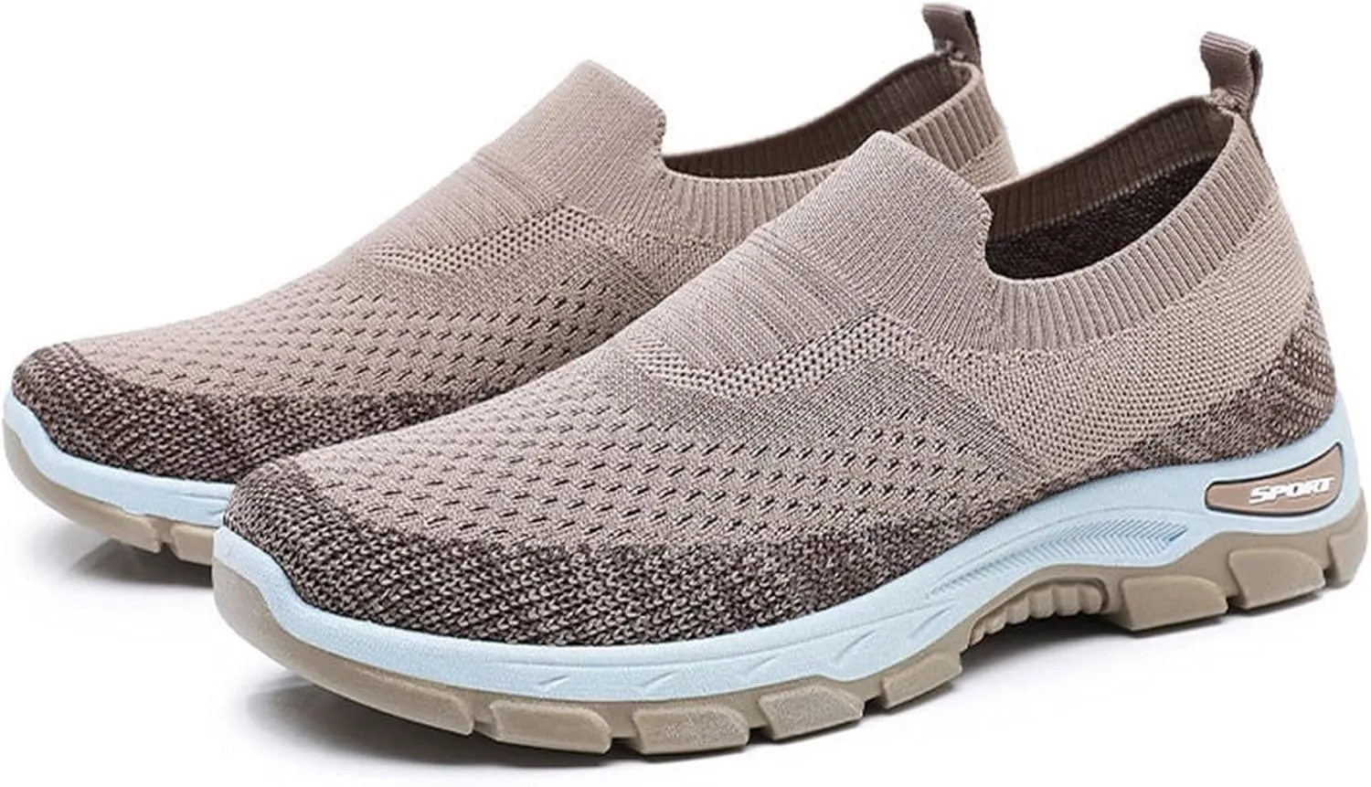Mens Flat Sneakers Solid Color Slip-on Casual Breathable Soft Walking Running Shoes Comfortable Tennis Shoes Non Slip Summer Spring Mens Sneakers