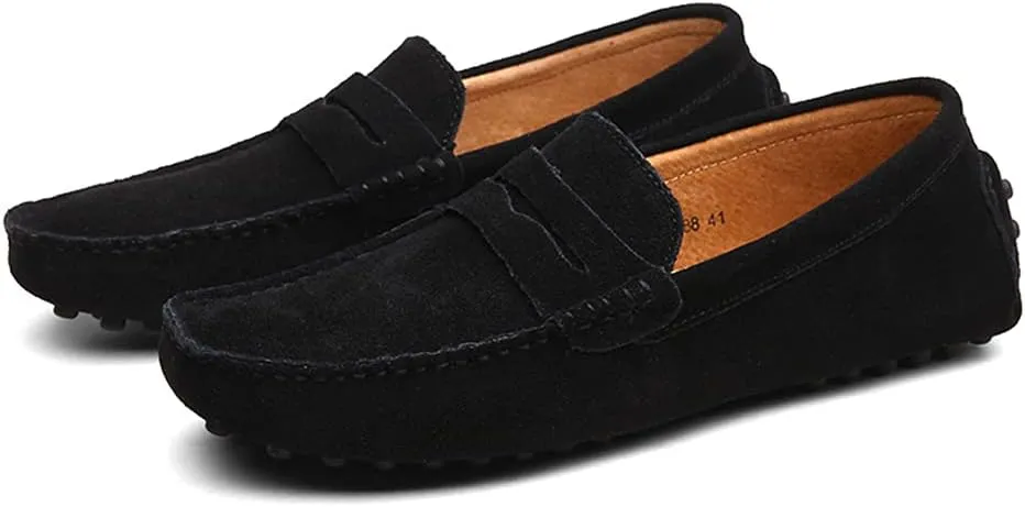 Mens Handmade Suede Leather Casual Loafers Shoes Plus Size Soft Comfortable Driving Walking Shoes